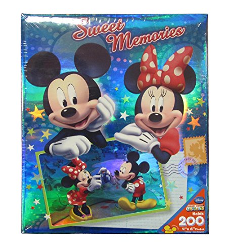 Disney Mickey Minnie Mouse 'Sweet Memories Postcard' 4X6 200 Page Photo Album