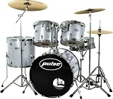 Musical Instruments : Pulse Pro 5-Piece Drum Set with Cymbals, Silver Metallic