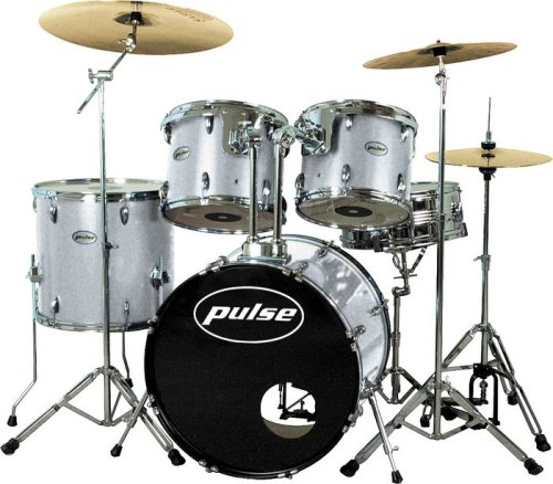 Childrens Toyshop  Musical Instruments : Pulse Pro 5-Piece Drum Set with Cymbals, Silver Metallic