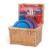 Oxford Red Check Lining 15 Inches Willow Basket With Plastic Service