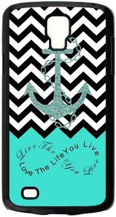 Live The Life You Love,Love The Life You Live.Black White Chevron Anchor And Cyan Infinity Pattern Personalized Customization Best Plastic Cover For Samsung Galaxy S4 Active I9295