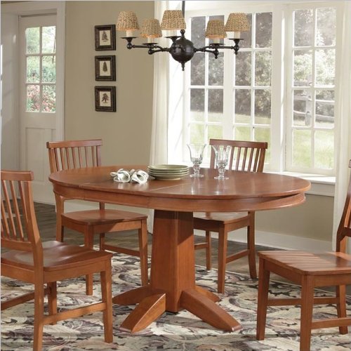 Home Style 518030 Arts and Crafts Round Dining Table Cottage Oak
