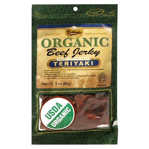 Golden Valley Natural Certified-Organic Beef Jerky, Teriyaki, 3-Ounce Pouches (Pack of 8) by Golden Valley Natural