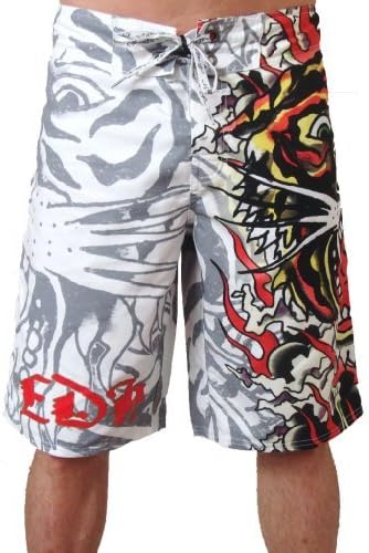 Ed Hardy Men's Burning Tiger Poly Board Shorts