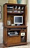 Computer Cabinet with Hutch in Warm Oak Finish