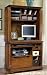 Computer Cabinet with Hutch in Warm Oak Finish