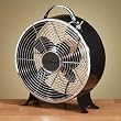 12.5" Deep Ebony Black Vintage Style Metal Table Fan
