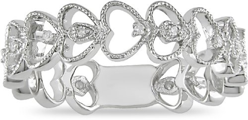 10K White Gold Diamond Heart Eternity Band