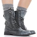 Womens Black Military Style Army Combat Lace up Ankle Worker Boots with shoeFashionista Boutique Bag