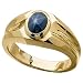 14K Yellow Gold Created Blue Star Sapphire Men's Ring