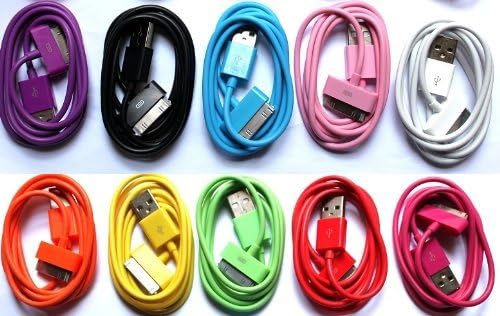 10 Candy Color 3F USB Data Sync Charger Cable For Ipod Touch Nano iPhone 4 4S 3G