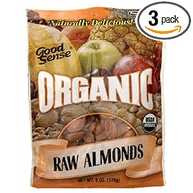 Good Sense Organic Raw Almonds, 6-Ounce Bag (Pack of 3)