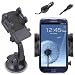 Mobilizers: In Car Charger & Windscreen Suction Mount Holder Cradle Kit With 360� Degree Rotation Feature For All New Phone Models Including Samsung Galaxy Ace S5830, Galaxy Ace 2, Galaxy S Advance, Galaxy S I9000, Galaxy S2 II I9100, Galaxy SIII S3 I9300, Galaxy Mini S5570, Galaxy Note I9220, Galaxy W And HTC One S, One X, One V
