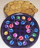 Scotts Cakes Cookie Combos - White Chocolate Macadamia Nut and Chocolate Chip 2 1/2lb.Christmas Lights Tin