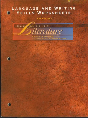 Language and Writing Skills Worksheets, Answer Key, Elements of Literature, Fifth Course, Literature of the United States