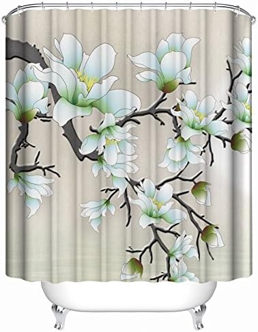 Custom white magnolia FIG waterproof polyester fabric shower curtain Easy to clean, machine washable bathroom standard size 66 ¡Á 72 inches