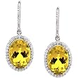 14K White Gold Citrine and Diamond Earrings