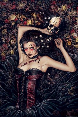 Victoria Frances (Skull Girl) Art Poster Print - 24x36 Poster Print by Victoria Francés, 24x36 Decorative Art Poster Print by Victoria Francés, 24x36