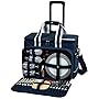 Picnic at Ascot- Ultimate Insulated Picnic Cooler on Wheels with Service for 4. Navy