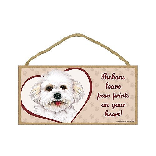 Bichon Frise (puppy cut) - leave paw prints on your heart Door Sign 5''x10'' Bichon Frise (puppy cut) - leave paw prints on your heart Door Sign 5''x10''