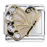 April Diamond Color Crystal Butterfly Birthstone Insect Animal Italian Charm
