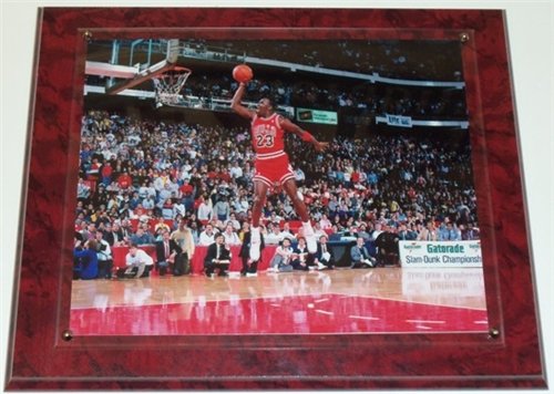 Michael Jordan 8x10 inch Chicago Bulls Photo with a 10.5 x 13 inch wood wall plaque