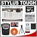 Olympus Stylus TOUGH-6000 Shockproof & Waterproof Digital Camera (White) + 4GB microSD Card + Spare Li-50B Battery + Case + Cameta Bonus Accessory Kit