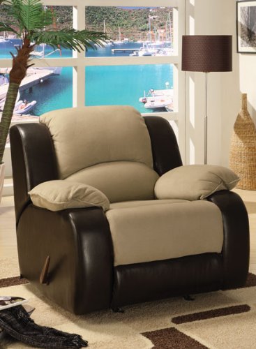 Comfortable Rocker/recliner with Microfiber Plush and Faux Leather #PD F71792