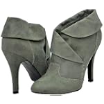 Qupid Politic-78 Grey Faux Suede Women Ankle Boots