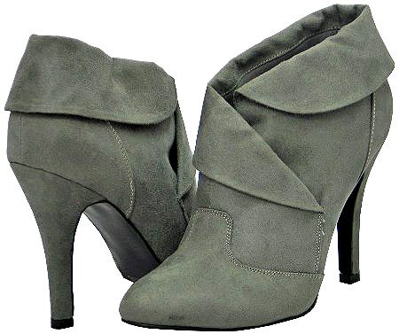 Qupid Politic-78 Grey Faux Suede Women Ankle Boots