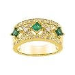 14K Yellow Gold Emerald and Diamond Ring/Anniversary Band