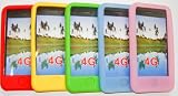 Iphone 4 Silicone Case Pack  Red, Blue, Yellow, Green, Pink and a Free Screen Protector