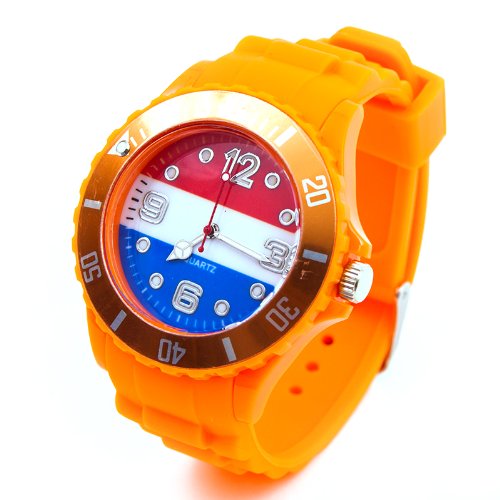 Fanartikel Silikon Armbanduhr Watch Fan Uhr m WM & EM Länder Flaggen Style (Niederlande)
