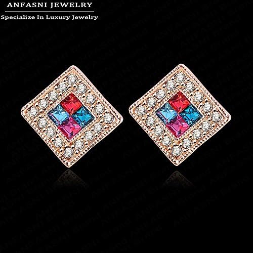 LAPRAPHA European Design Square Colorful Luxury Earrings My Mona Lisa Exaggerate Earrings Real 18K Rose Gold Plated