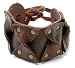 Wide Soft Brown Gothic Twist & Rivet Style Leather Cuff Wristband Bracelet
