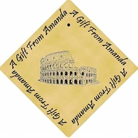 Gift Boxed Pack of 48 PERSONALISED Parchment 6cm Square Gift Tags Colosseum