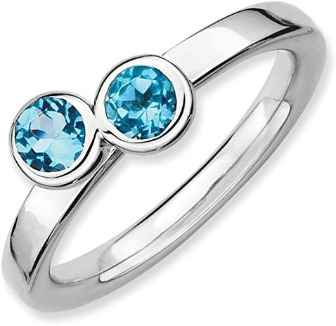 Kevin Jewelers Womens Sterling Silver 0.590Ct. Stackable Expressions Db Round Blue Topaz Ring