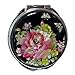 Antique Alive Mother of Pearl Red Rose Design Magnification Compact Cosmetic Purse Makeup Hand Mirror