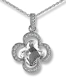Jewelry : Clover Stone Topaz and Pave Diamond Pendant in white gold by Zasha Signature Jewelry