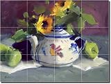 Mexican Pottery by Judy Crowe - Floral Fruit Still Life Ceramic Tile Mural 18