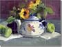 Mexican Pottery by Judy Crowe - Floral Fruit Still Life Ceramic Tile Mural 18" x 24" Kitchen Backsplash