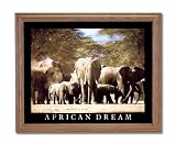African Dream Elephant Herd Animal Wildlife Home Decor Wall Picture Oak Framed Art Print