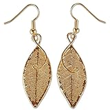 Natural leaf gold-plated earrings, 'Forest Duet' 1 W 3 L