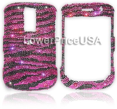 Blackberry Bold 9000 Genuine Swarovski Crystal (7ss) Hot Pink Zebra Design Faceplate Cover Case