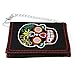 Tri-fold Fabric Wallet w/ Embroidered Sugar Skull W/chain for Everyday Carry