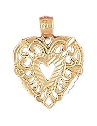 Dazzlers Solid 14k Gold Heart Charm Pendant Available in three colors from jewelsberry (weights: 1.3 grams only)