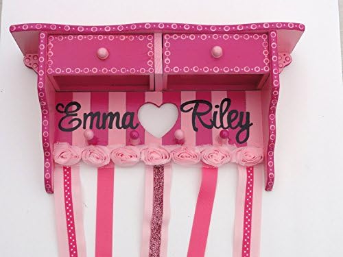 Hair Bow Holder, Personalized, Custom, Made to Match, Baby Shower Gift, New Baby Gift, Shelf Decor, Kids Room Decor, Pinks, Elegant Design, Simple, Roses