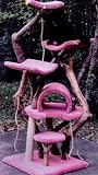 Home Sweet Dome 5 Level Rustic Cat Tree : Color BROWN : Leg Covering SISAL ROPE ON ONE LEG : Size 3 CRADLES, 2 ROUND, 1 DOME PLATFORM