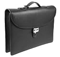 Lucrin - black leather Briefcase 1 compartment