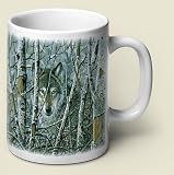 Coffee Mug ~ Wolf in Trees ~ large 14 oz capacity ~ single ceramic mug
